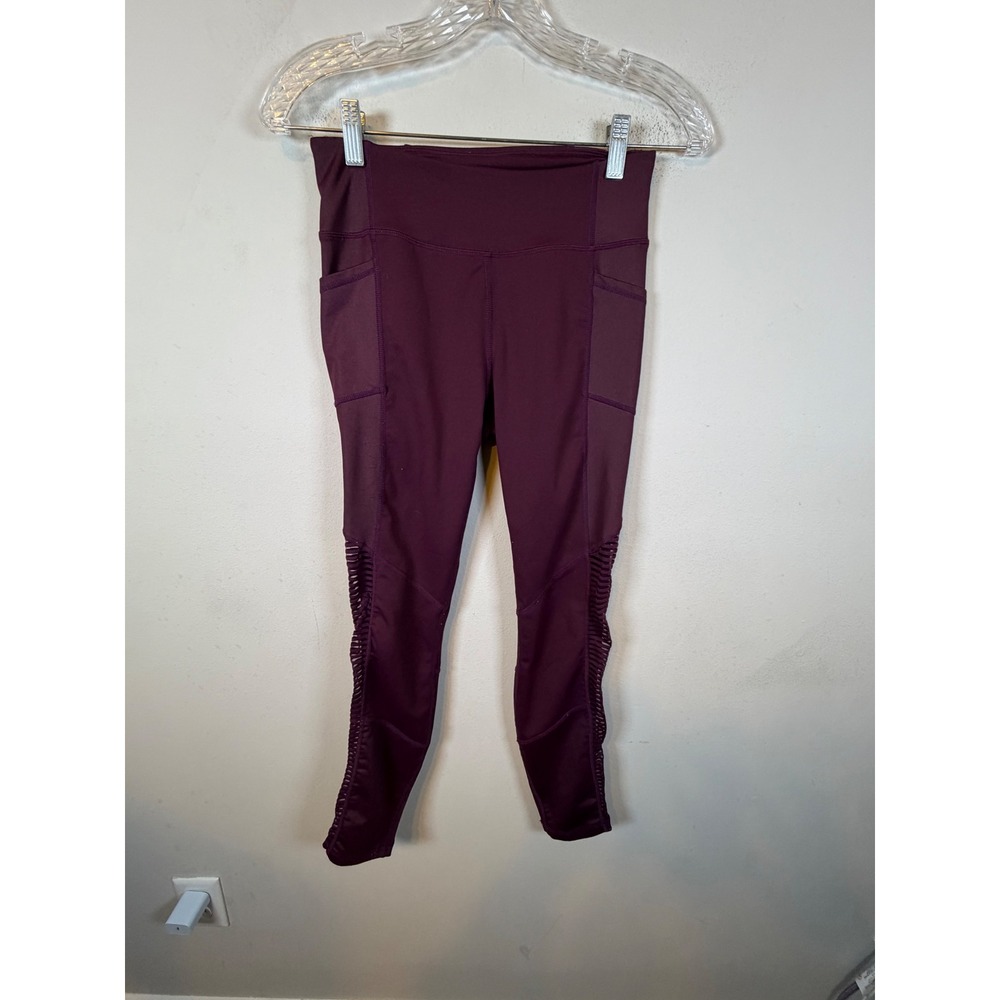 FREE2B Womens Leggings Lattice Cut Out Maroon‎ Small